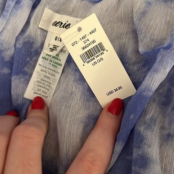 Kimono style cover up blue and white - Picture 3 of 3